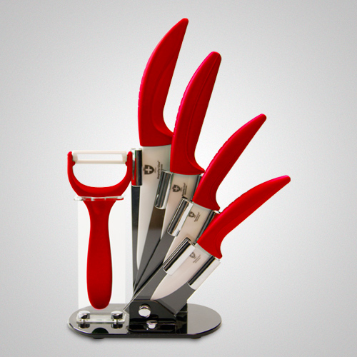 coltelli in ceramica set rosso