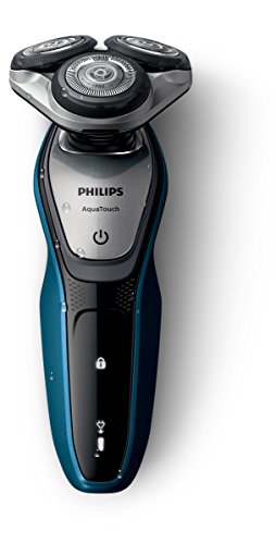 Philips AquaTouch S5420/06 Rasoio Elettrico AquaTec Wet & Dry con Lame MultiPrecision,Testina Flex 5 Direzioni e Sistema di Protezione della Pelle + Rifinitore Precisione, Impermeabile, Batteria, Blu