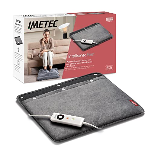 Imetec Intellisensefeet scaldapiedi, Tecnologia intellisense, Tessuto morbido, 5 temperature, Autospegnimento, Dispositivo sicurezza electro block, Rivestimento lavabile in lavatrice, 52x54 cm