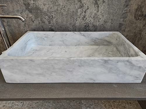 Lavello in Marmo Carrara 7 Finitura Opaca Misura 70 x 40cm FOTO REALI DEL LAVANDINO lavabo da bagno lavello lavello bagno d'appoggio