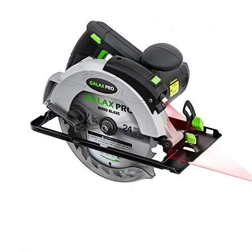 GALAX PRO Sega Circolare 1400W 5500RPM, Guida Laser, Lama 185mm, Taglio Massimo 62mm (90°), 46mm (45°), Guida Parallela, Sega elettrica per Legno, Plastica e Metallo Sottile/76321L