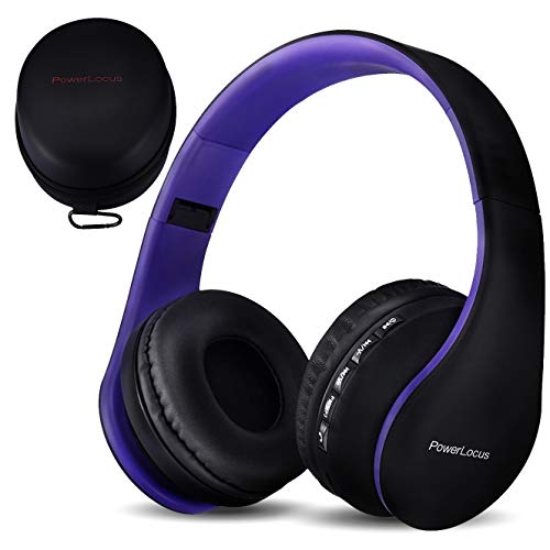 PowerLocus Cuffie Wireless Over-Ear, Cuffie Bluetooth Senza Fili Pieghevoli, Cuffie con Microfono Incorporato, HiFi Stereo, Micro SD/TF, FM per iPhone/Android/Viaggio/PC (Viola)