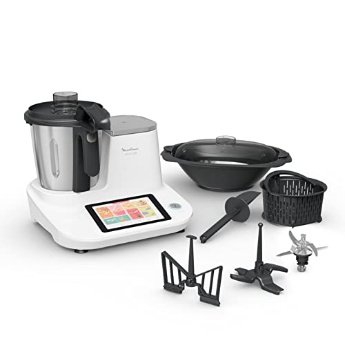 Moulinex Hf506111 Click & Cook Robot Da Cucina Multifunzione, 1400 W, 3.6L, Da 30 A 120 °C, Bianco