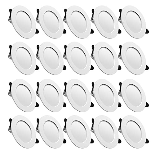 Faretti Led da Incasso Per Cartongesso,7W Equivalenti a 70W,Luce Bianca Naturale 4500K Luci Ultrasottili da Soffitto per Cartongesso da Interno,Rotondo Alluminio Métal,Slim Bianca Downlights,Set da 20