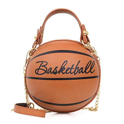 Borsa a tracolla mini in pelle a forma di palla da donna Borsa a tracolla da viaggio di moda (Pallacanestro marrone)