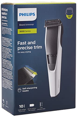 Philips Multigroom Rifinitore Serie 3000, Sistema Lift & Trim, 10 Posizioni, con Pettine, Bateria, Nero/Argento