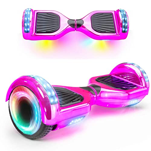 HB Hoverboard 6.5" - Bluetooth - Led - Skateboard Elettrico Auto Equilibrio - Migliori Regali per Bambini e Adulti - Cromo Rosa