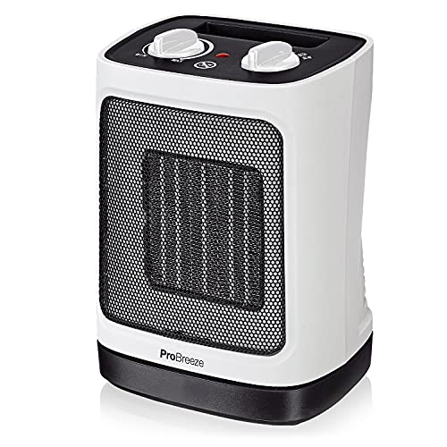 Pro Breeze Termoventilatore Ceramico 2000W - Tecnologia Ceramica a Basso Consumo Energetico - Oscillazione Automatica e 2 Impostazioni di Temperatura – Bianco