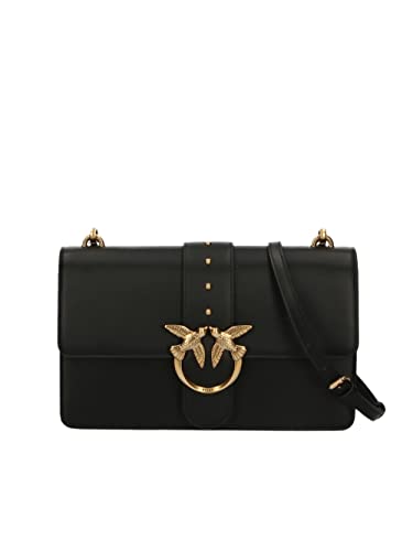 Pinko Love One Classic CL Vitello SE, Borsa Donna, Z99Q_Nero-Antique Gold, U