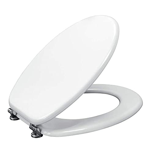 Sedile WC Universale in MDF, Copritavoletta sanitari standard, Sedile Copriwater universale con cerniere metalliche