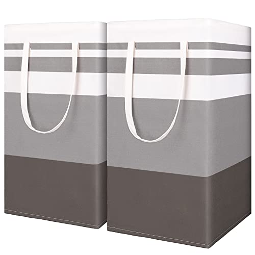 2 Pezzi Cesto Biancheria Sporca 75L, Cesta Portabiancheria, Cesto Biancheria Pieghevoli, Cesto Portabiancheria Pieghevole con Maniglie Estese per Riporre Vestiti Giocattoli in Camera da Letto, Bagno