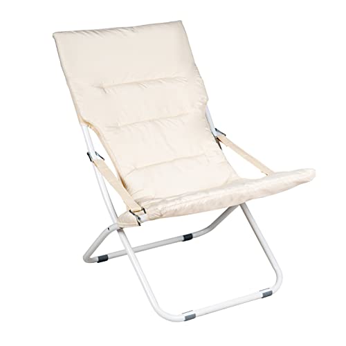 Enrico Coveri Sedia Sdraio Canapone Con Cuscino Ergonomico Imbottito e Struttura Salvaspazio Pieghevole In Acciaio, Per Casa, Spiaggia, Campeggio e Giardino (Beige)