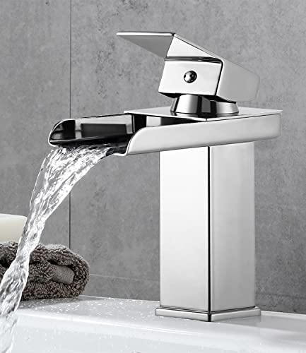 FAOKZE Rubinetto per lavabo, rubinetto per lavabo, rubinetto per bagno, lavabo con bel design, rubinetto per acqua fredda e calda, cromato