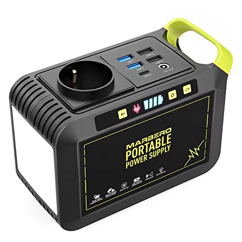 MARBERO 88Wh Centrale Elettrica Portatile 24000mAh Campeggio Generatore di Corrente Batteria Al Litio Alimentazione 220V/80W AC, DC, USB QC3.0, Torcia LED per CPAP Home Campeggio Emergenza Backup