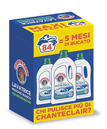 CHANTE CLAIR Detersivo per Lavatrice al profumo di Muschio Bianco - 3 bottiglie da 1260 ml da 28 lavaggi (totale 84 lavaggi)