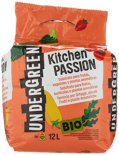 Undergreen Kitchen PASSION Terriccio per Ortaggi, Piccoli Frutti e Piante Aromatiche, Consentito in Agricoltura Biologica, 12 l