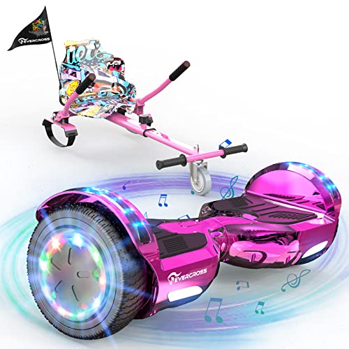 EVERCROSS XP10 Hoverboards con Sedile 6,5'', Overboard con Hoverkart per Bambini e Adulti, Hoverboards con musica Bluetooth e luci a LED, Batteria 4 AH, Max 15 km/h, 8KG Overboard con 6KG Seduta