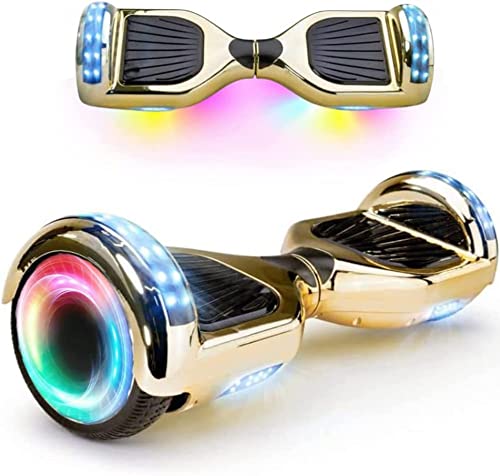 Magic Way Hoverboard mimetica rosa - 6.5"- Bluetooth - velocità 15 KM/H - LED - Overboard Elettrico autobilanciati - per Bambini e Adulti (oro cromato)