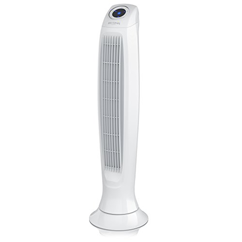 Brandson - Ventilatore a torre con telecomando - Tower Fan - 60 W - 3 livelli di velocità (LOW MEDIUM HIGH) + timer + 3 modalità operative + Oscillazione a 60° - Bianco