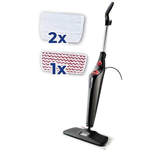 Vileda Steam Plus Xxl Con Power Pad, Scopa A Vapore Per Grandi Superfici, Senza Uso Di Detergenti, Elimina Fino Al 99.9% Di Batteri E Virus, Nero
