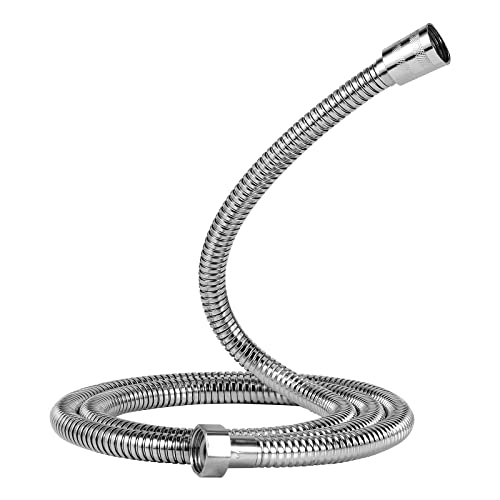Vinabo Tubo Flessibile Doccia 1.5 M in Acciaio Inox,Tubo Doccia, Anti-Esplosione Resistente Alta Temperatura Anti-Torsione Cromo Tubo per Doccia Lungo,Interfaccia Universale Standard (G1/2), Argento