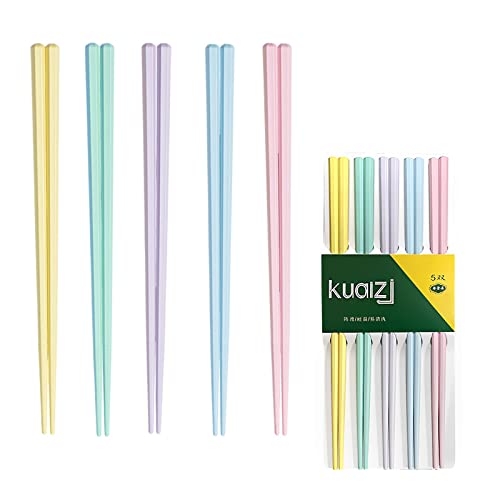 luoshaPUCY 5 Paia di Bacchette in Vetroresina, Riutilizzabili Bacchette in Lega di Alta qualità, Set di Bacchette Antiscivolo Sushi(5 Colore)