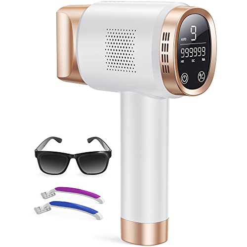AMINZER Epilatore Luce Pulsata con Sistema di Depilazione IPL 999,900 Flash e 9 Livelli di Energia e 3 FUNZIONI AVANZATE - HR/SC/RA Perfetto Per Viso/Schiena/Bikini/Ascelle
