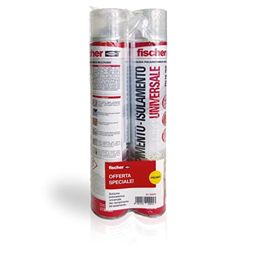 Fischer PU 1K 750 Bi-Pack, Schiuma Poliuretanica Universale Manuale, Senza uso di Pistola
