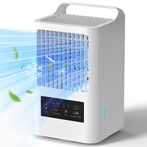OMISOON Condizionatore Portatile, 800 ml Raffreddatore d'aria, Mini Condizionatore Portatile 4-in-1 con 3 Velocità, 120° Oscillazione, 2 Funzioni di Nebbia, Maniglia, Camera da letto, l'ufficio