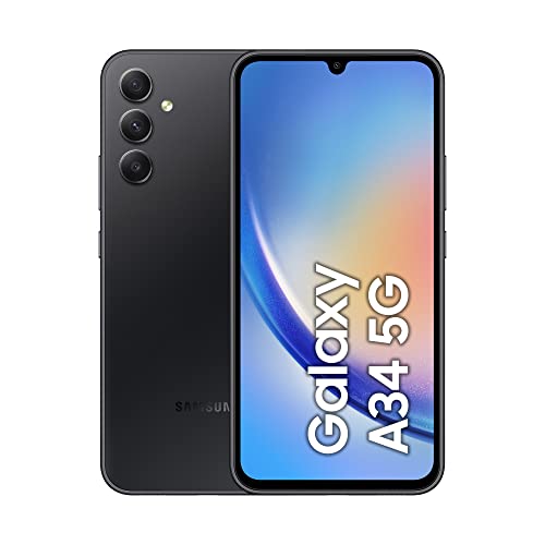 Samsung Galaxy A34 5G Smartphone Android, Display FHD+ Super AMOLED 6.6”, 6GB RAM e 128GB di memoria interna espandibile, Batteria 5.000 mAh, Awesome Graphite [Versione Italiana]