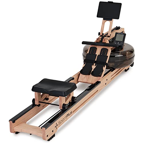 SportPlus Vogatore Home - Resistenza all'acqua - Legno massiccio (quercia) - Compatibilità con computer e app per l'allenamento - Alta qualità e design - Supporto per tablet