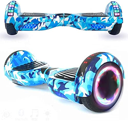 Magic Way Hoverboard - Bluetooth 6.5" - velocità 15 KM/H - LED - Overboard Elettrico autobilanciati - per Bambini e Adulti (Blu Mimetico)