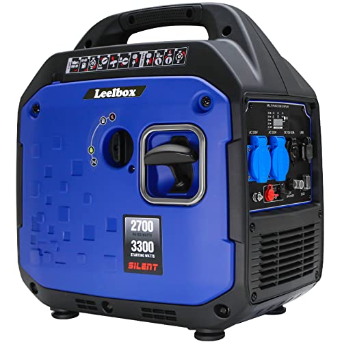 Leelbox Generatore di Inverter Portatile da 3300W 4 Tempi Generatore di Emergenza a Benzina Silenzioso,Generatore di Corrente Caratteristica Eco-Mode per Giardino, Esterno, Campeggio,Viaggio, Roulotte