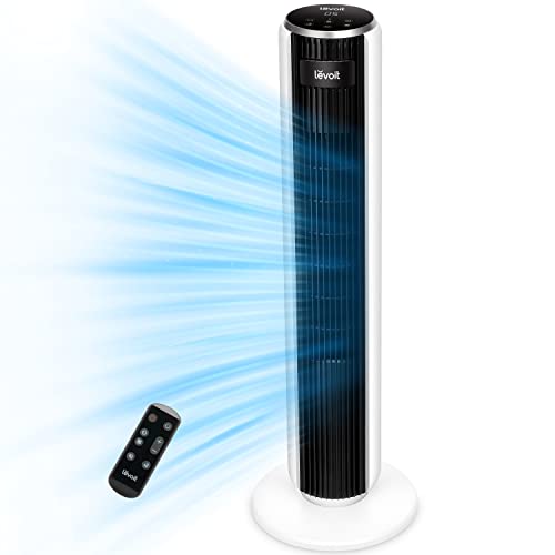 LEVOIT Ventilatore a Torre con Telecomando 92CM, Amazon Exclusive, Potente Ventola di Raffreddamento Silenziosa 28 dB, 3 Modalità, 5 Velocità, Oscillazione 90° Timer 12H, Display LED, 39W