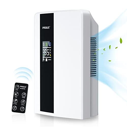 PROUS Deumidificatore Casa, 2L Deumidificatore Effetto Deumidificante Buona, Silenzioso, Purificazione, Umidità Costante Intelligente, Autospegnimento, Deumidificatore Casa Muffa per Camera di 30㎡