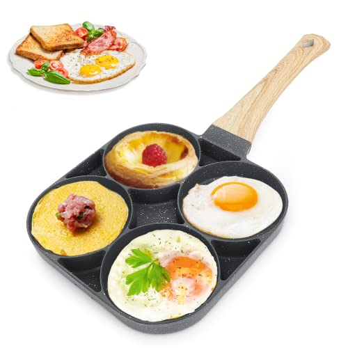 Umllpet Padella Pancake, Padella per Uovo Fritto, Pancake con 4 Fori, Antiaderente in Alluminio Padella per Colazione, Uovo Fritto, Bistecche, Hamburger per Fornelli a Induzione, Fornello a Gas