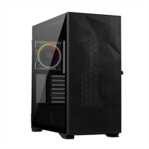 Noua Iron V7 Nero - Case PC Gamer ARGB Mid-Tower ATX - Ventola PWM ARGB 120 mm - Pannello Frontale Mesh e Pannello Laterale in Vetro Temperato con Cerniere