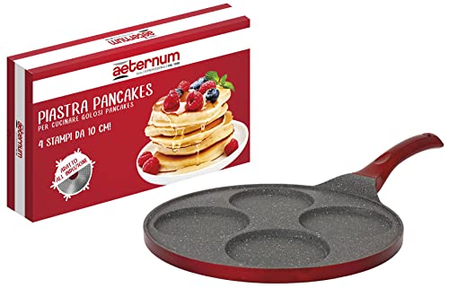 Aeternum Piastra Pancake 4 fori, Red, Diametro 26 cm, Adatto all'Induzione, Alluminio, Rosso