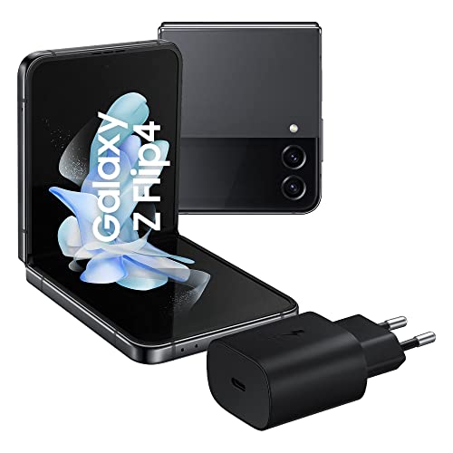 SAMSUNG Galaxy Z Flip4 Smartphone 5G, Caricatore incluso, Sim Free Android Telefono Pieghevole 128GB, Display Dynamic AMOLED 2X 6.7”/Super AMOLED 1.9”1,2 Graphite 2022 [Versione Italiana]