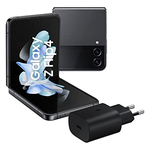 SAMSUNG Galaxy Z Flip4 Smartphone 5G, Caricatore incluso, Sim Free Android Telefono Pieghevole 128GB, Display Dynamic AMOLED 2X 6.7”/Super AMOLED 1.9”1,2 Graphite 2022 [Versione Italiana]