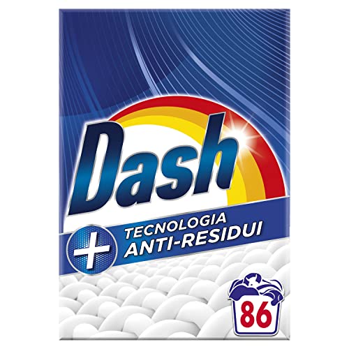 Dash Detersivo Lavatrice In Polvere, 86 Lavaggi, Tecnologia Anti-Residui, Rimuove Le Macchie, Efficace Anche A Freddo E In Cicli Brevi