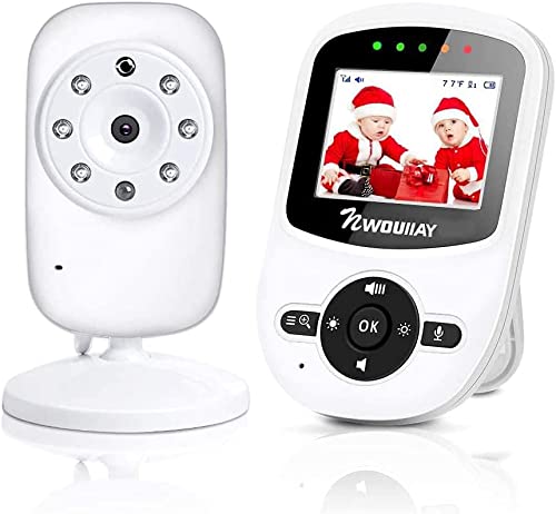 NWOUIIAY Baby Monitor Wireless Baby phone Digital Audio con Fotocamera Digitale Visione Notturna Monitoraggio della Sensore di Temperatura Espandibilità Multi-camera (non Incluse) LCD Display 2.4 GHz