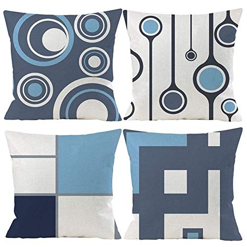 GSP Gspirit 4 Pack Cuscini Divano Moderni Blu Cotone Biancheria Tropicale Decorativo Copricuscini Divano 45x45 cm