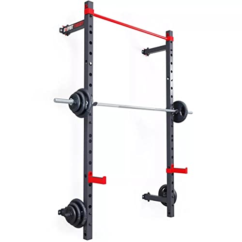 K-Sport: Rack da parete – Squat Rack con barra per trazioni da parete, portata fino a 225 kg, supporto per squat con trazione, ideale per la casa, prodotto in UE