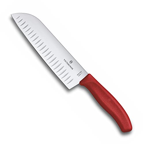 Victorinox 6.8521.17, Coltello Santoku Swiss Classic, Rosso, 30 x 4.5 x 1.7 cm