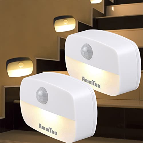Luce con Sensore di Movimento da Interno, 2 Pezzi Luce Notturna Bambini con Batteria, Luce Cortesia con Sensore di Movimento, luce di emergenza, per Armadio Camerette, Soggiorno, Corridoio, Bagno