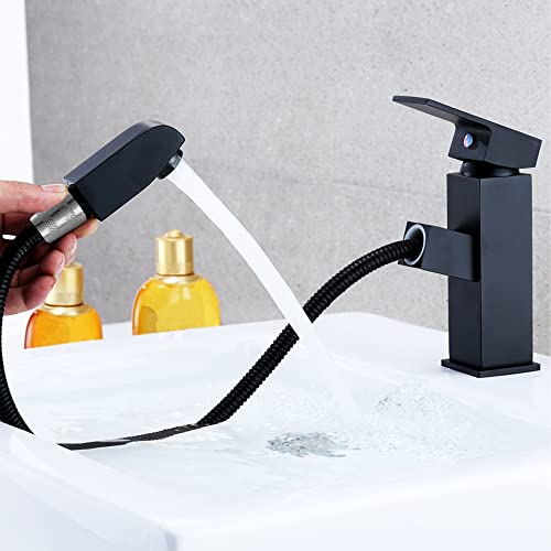 Rubinetto bagno nero con doccetta estraibile acciaio inossidabile acqua calda e fredda con 2 tubi inclusi miscelatore lavabo bagno nero doccetta rubinetto nero bagno rubinetto bagno lavabo nero