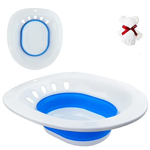 Bidet Portatile per WC per Chi Soffre di Emorroidi, Vasca da Bagno Pieghevole per WC, Sedile per Vasca da Bagno Donne Incinte, Anziani, Blu