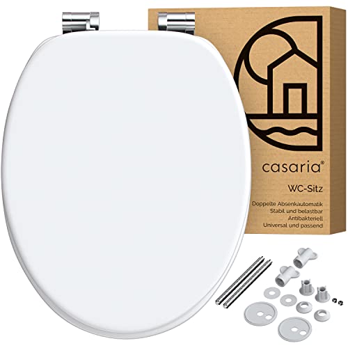 CASARIA Copriwater Universale Doppia Chiusura Silenziosa MDF Antibatterico Cerniere Antiruggine