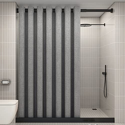 Moulaelos Tenda da doccia in tessuto con effetto antimuffa per bagno, impermeabile ed ecologico, con 10 anelli per tenda da doccia, 180 x 200 cm, colore grigio